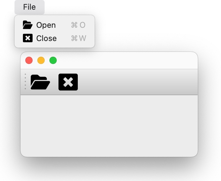 QMainWindow with menu bar and toolbar